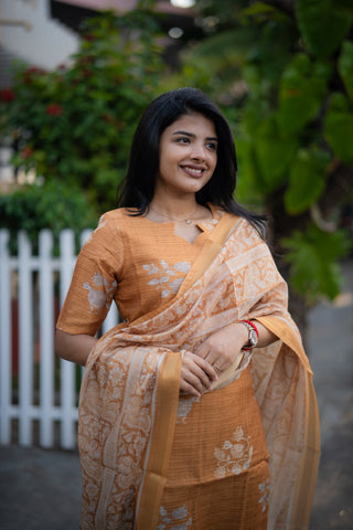 Apricot bloom Munga silk 3 Piece Suit