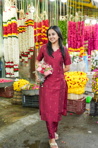 Raw silk kurta set