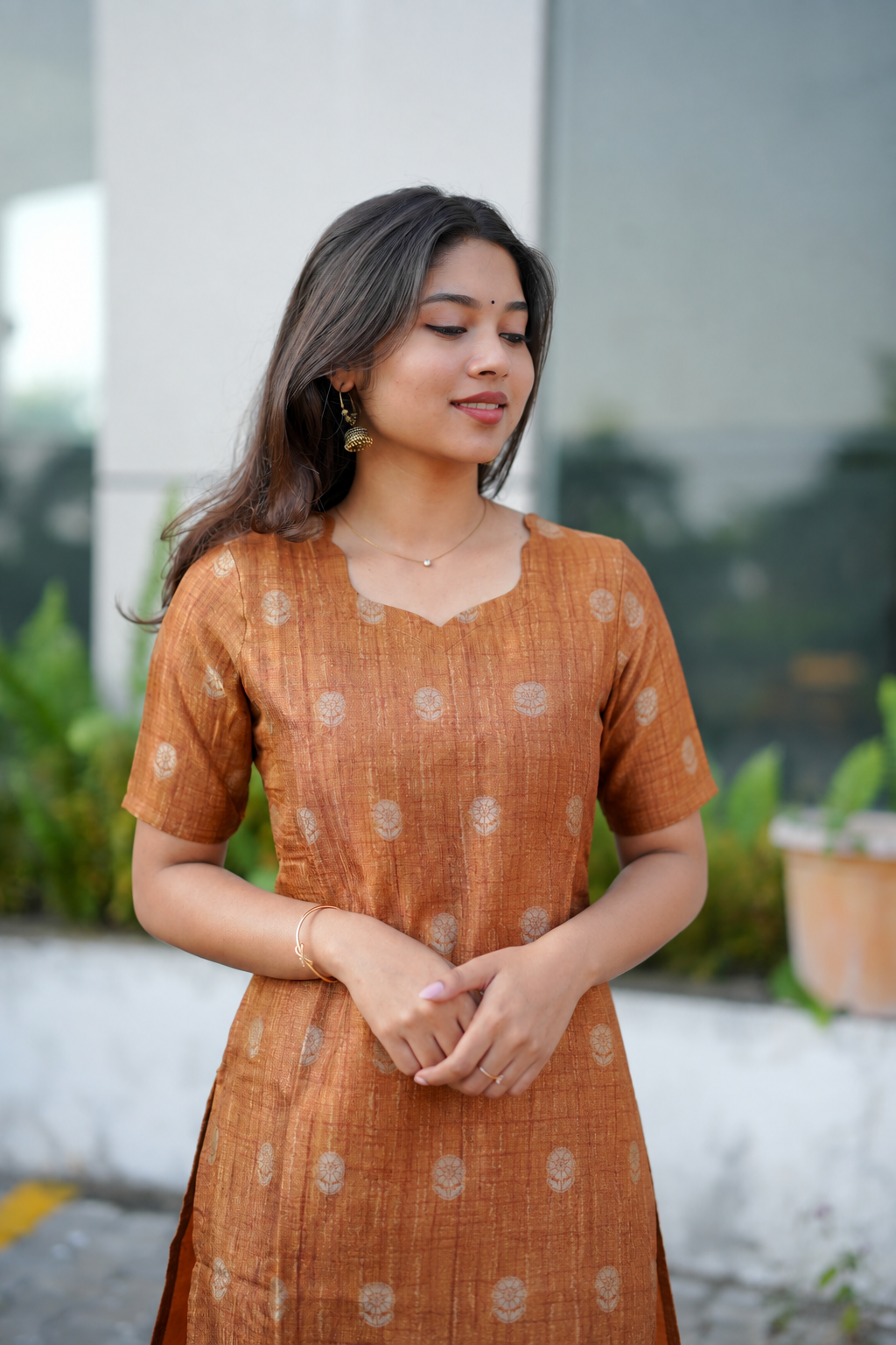 Rustic Fern- Roman Silk Kurti