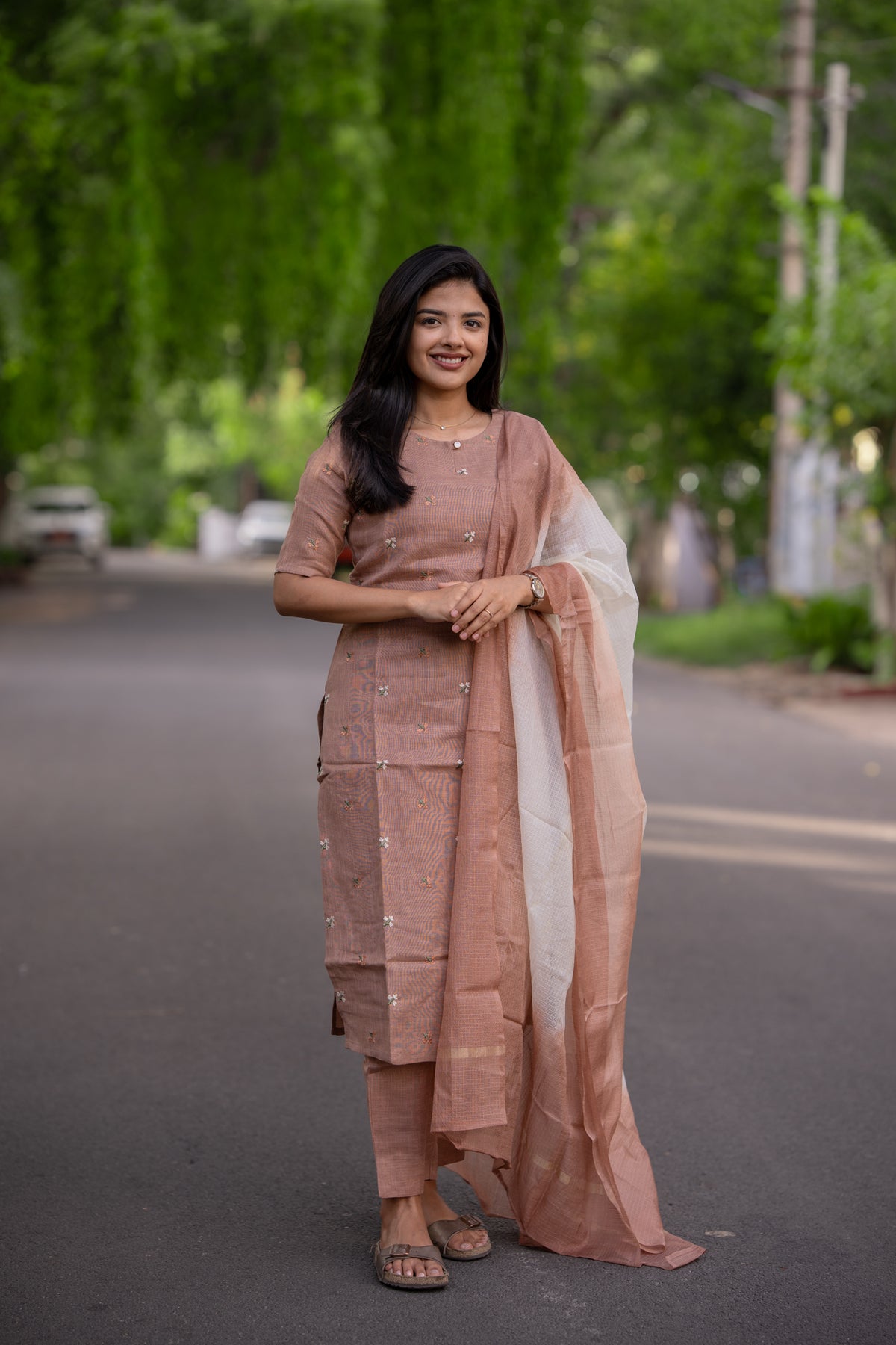 Almond Blush Linen 3 piece suit