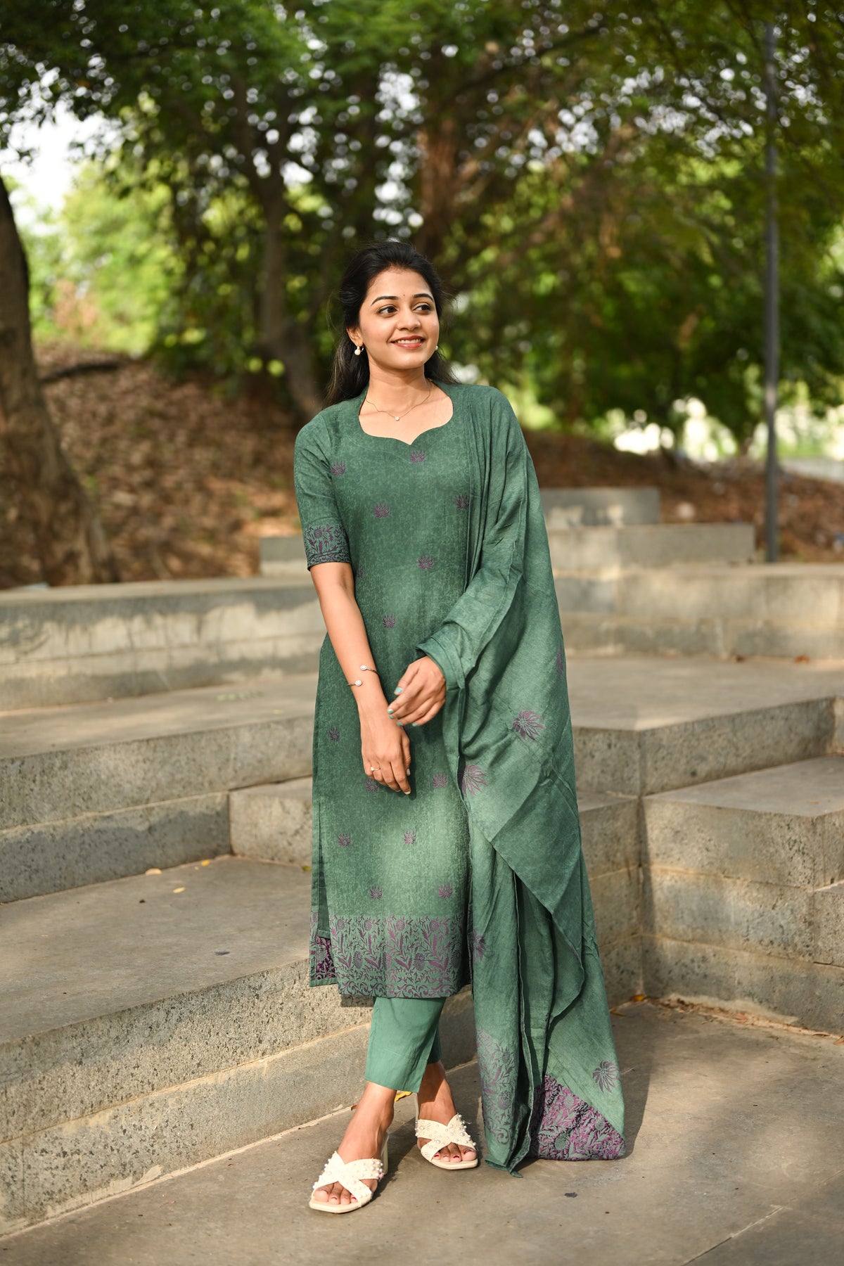 Forest Bloom Cotton 3 Piece suit