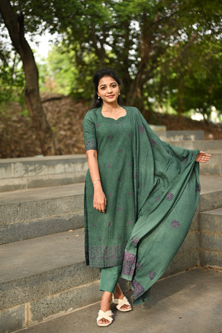 Forest Bloom Cotton 3 Piece suit