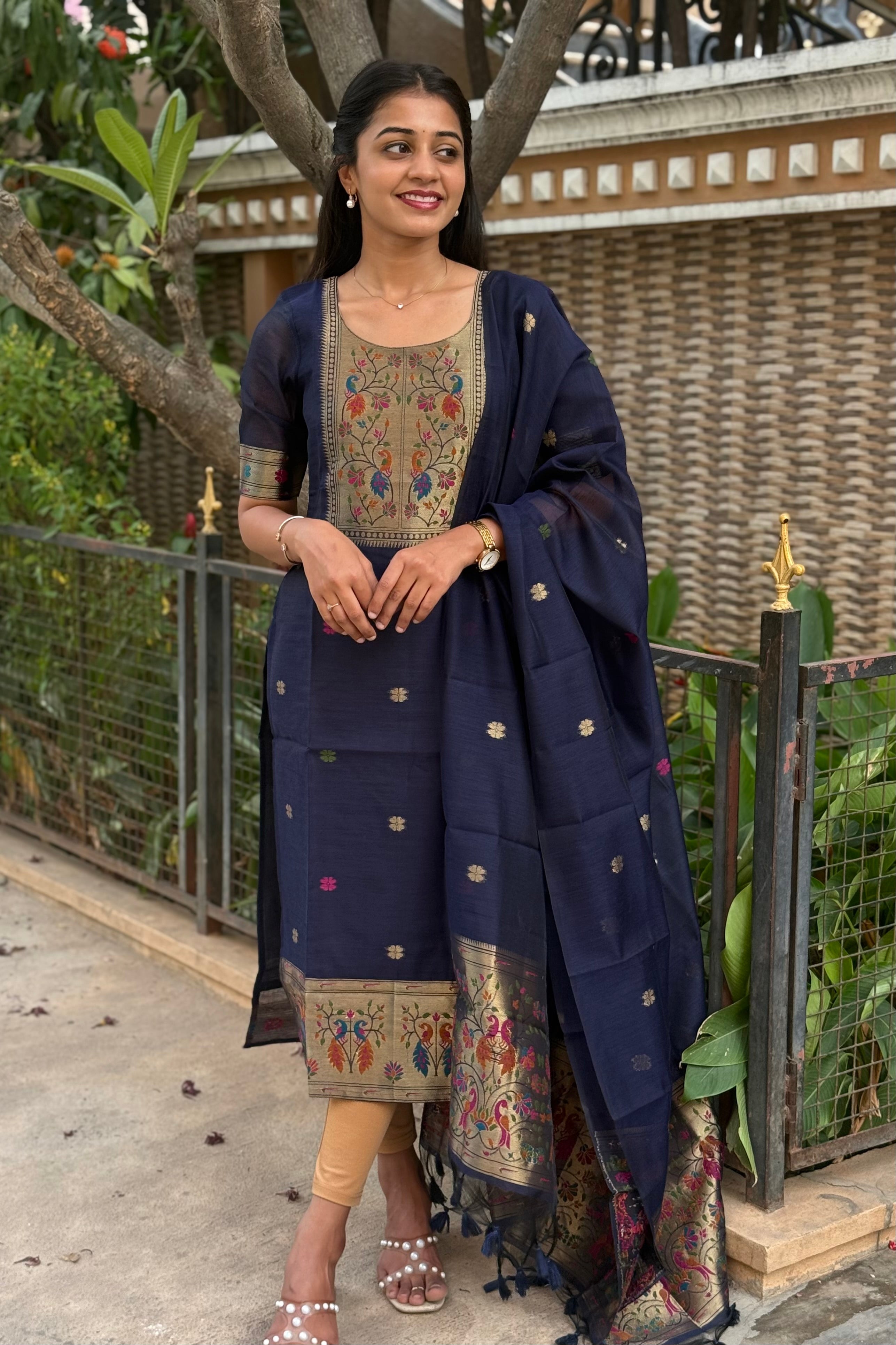 Moonflower jamdhani kurti and dupatta