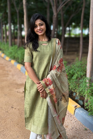 Chanderi silk kurti and dupatta