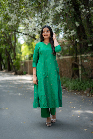 Green Chanderi slub Coords