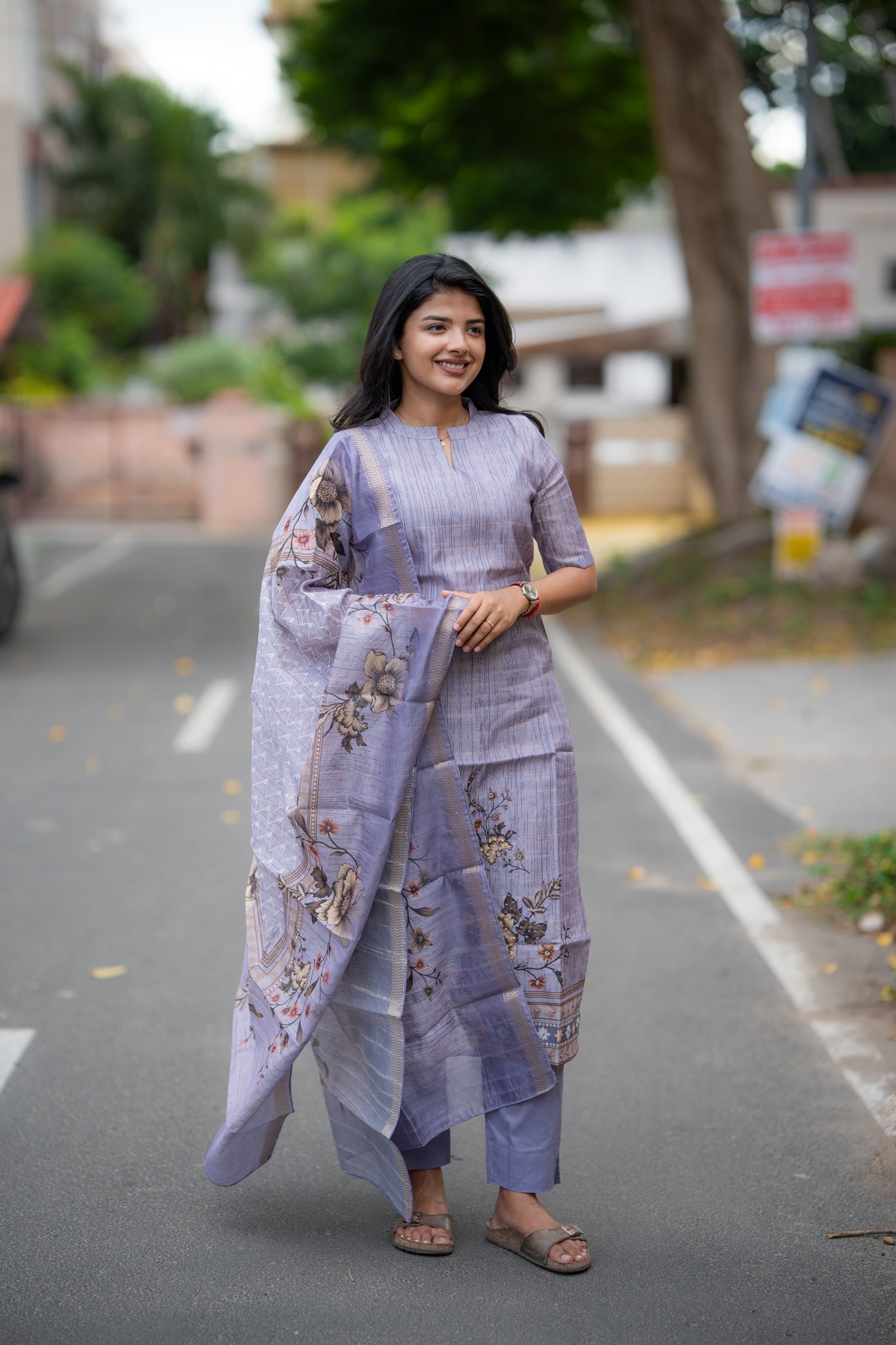 Dreamy Flora Semi Tussar 3 Piece Suit