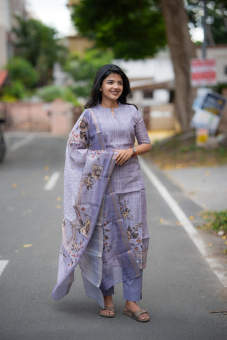 Dreamy Flora Semi Tussar 3 Piece Suit