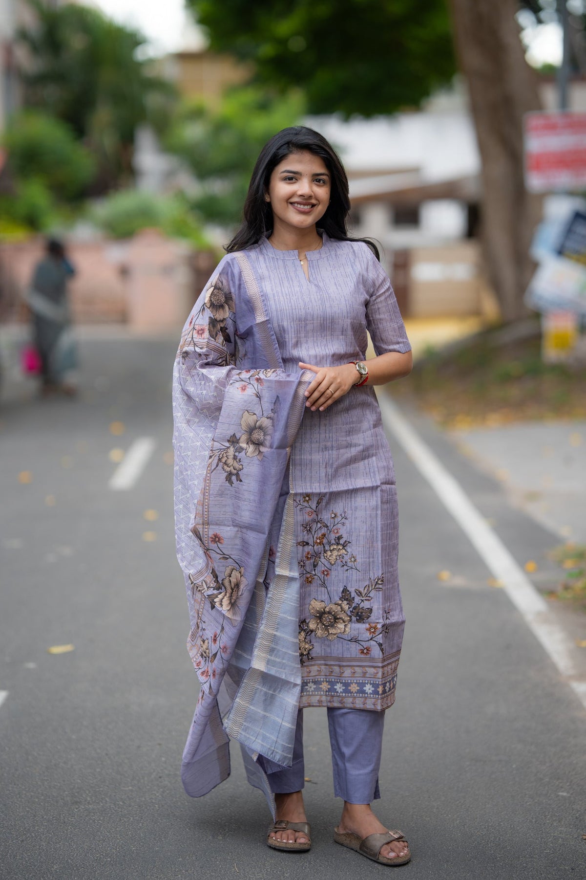 Dreamy Flora Semi Tussar 3 Piece Suit