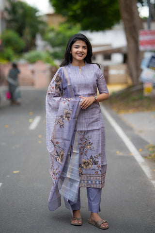 Dreamy Flora Semi Tussar 3 Piece Suit
