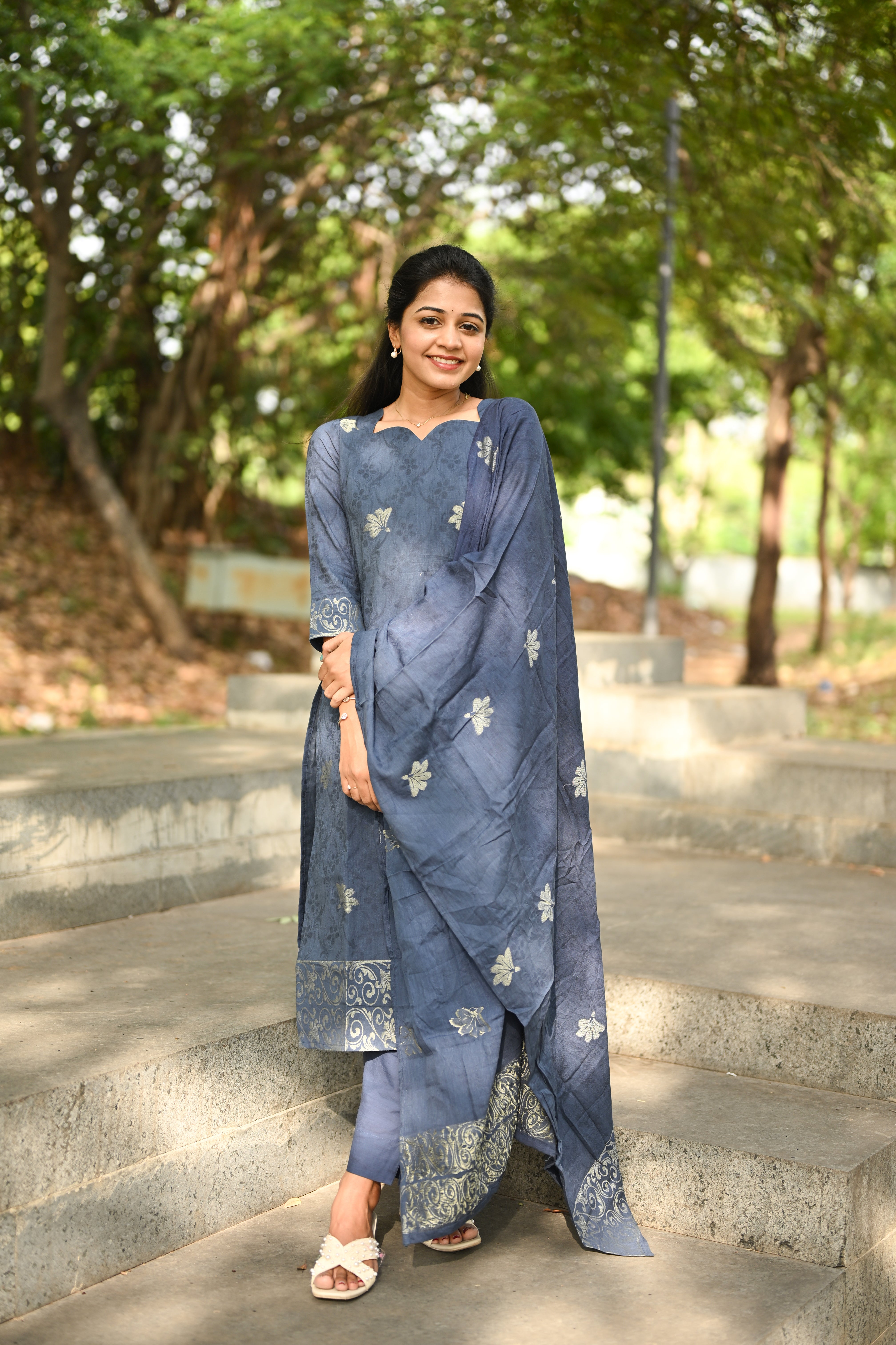 Moonstone Bloom Cotton 3 Piece Suit
