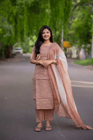 Almond Blush Linen 3 piece suit