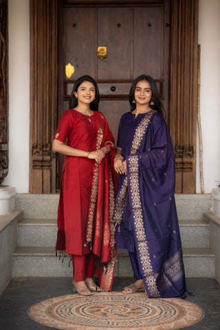 Scarlet Charm Rawsilk 3 pc suit