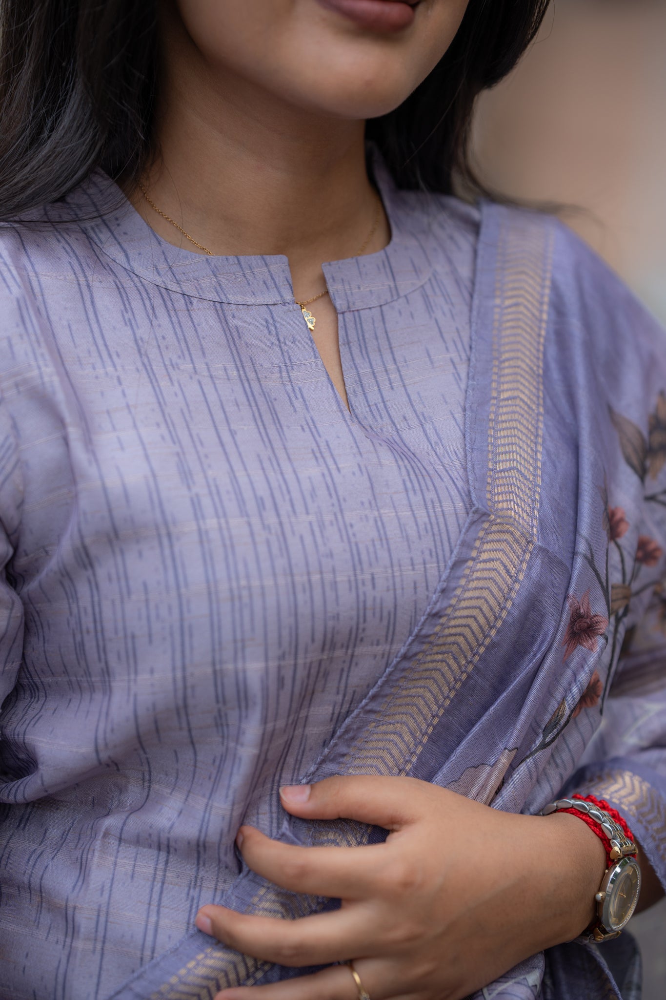 Dreamy Flora Semi Tussar 3 Piece Suit