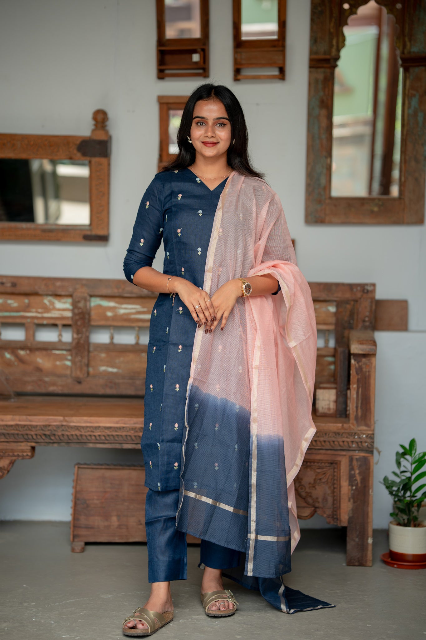 Indigo blush Linen 3 Piece Suit