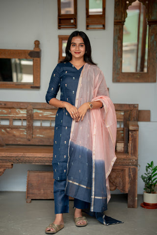 Indigo blush Linen 3 Piece Suit