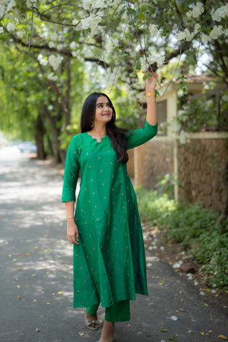 Green Chanderi slub Coords