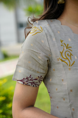 Mustard Chanderi Batik Suit