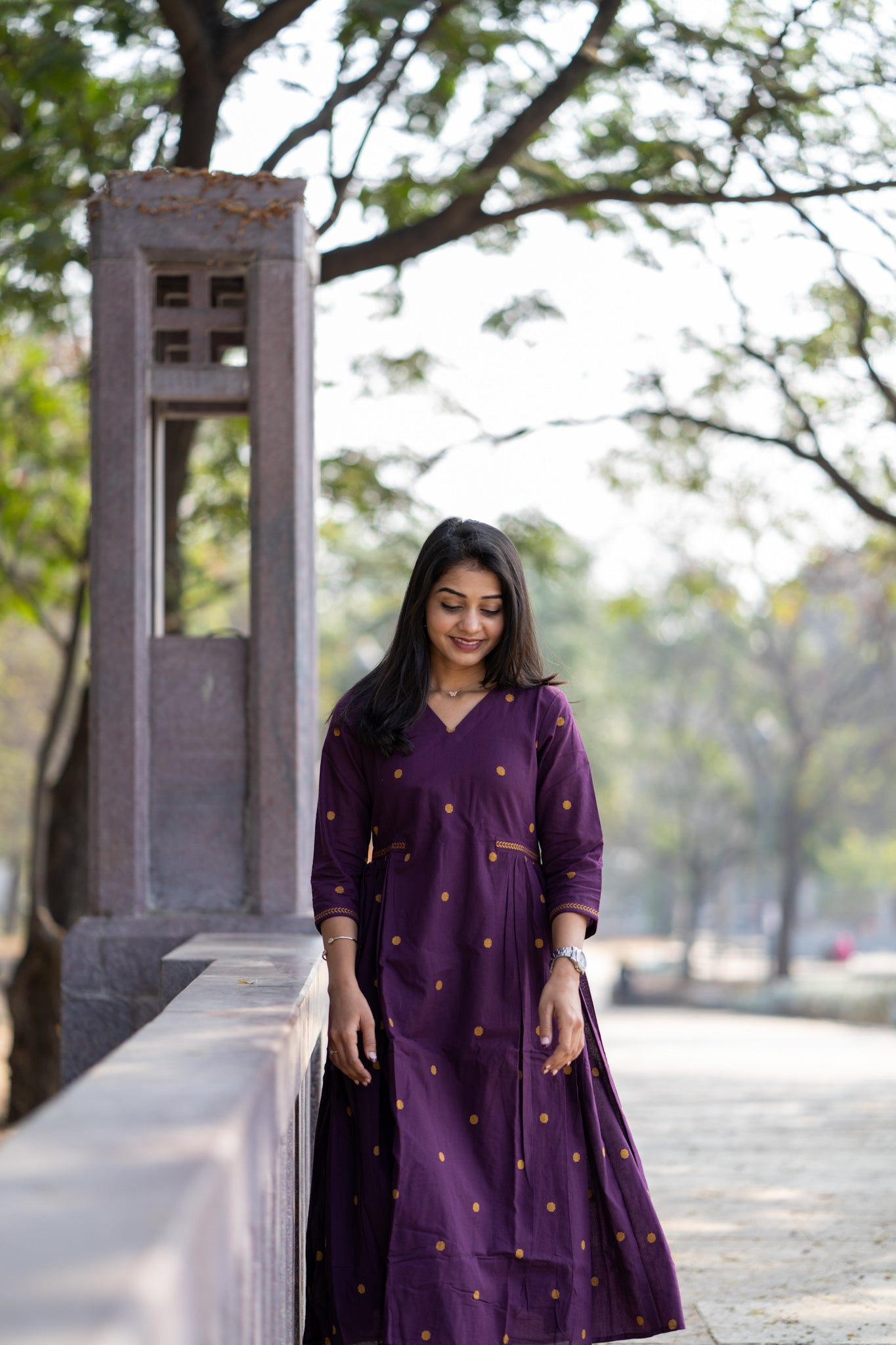 Wine Inked Aline handloom kurta set