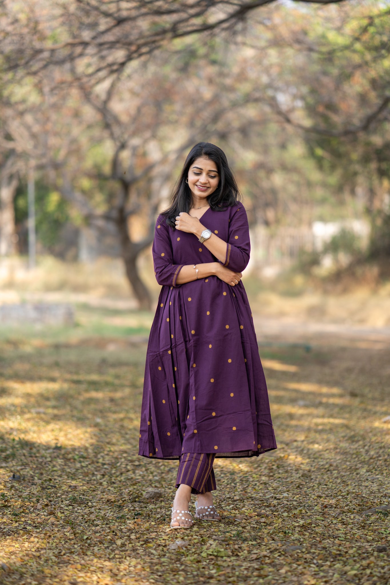 Wine Inked Aline handloom kurta set