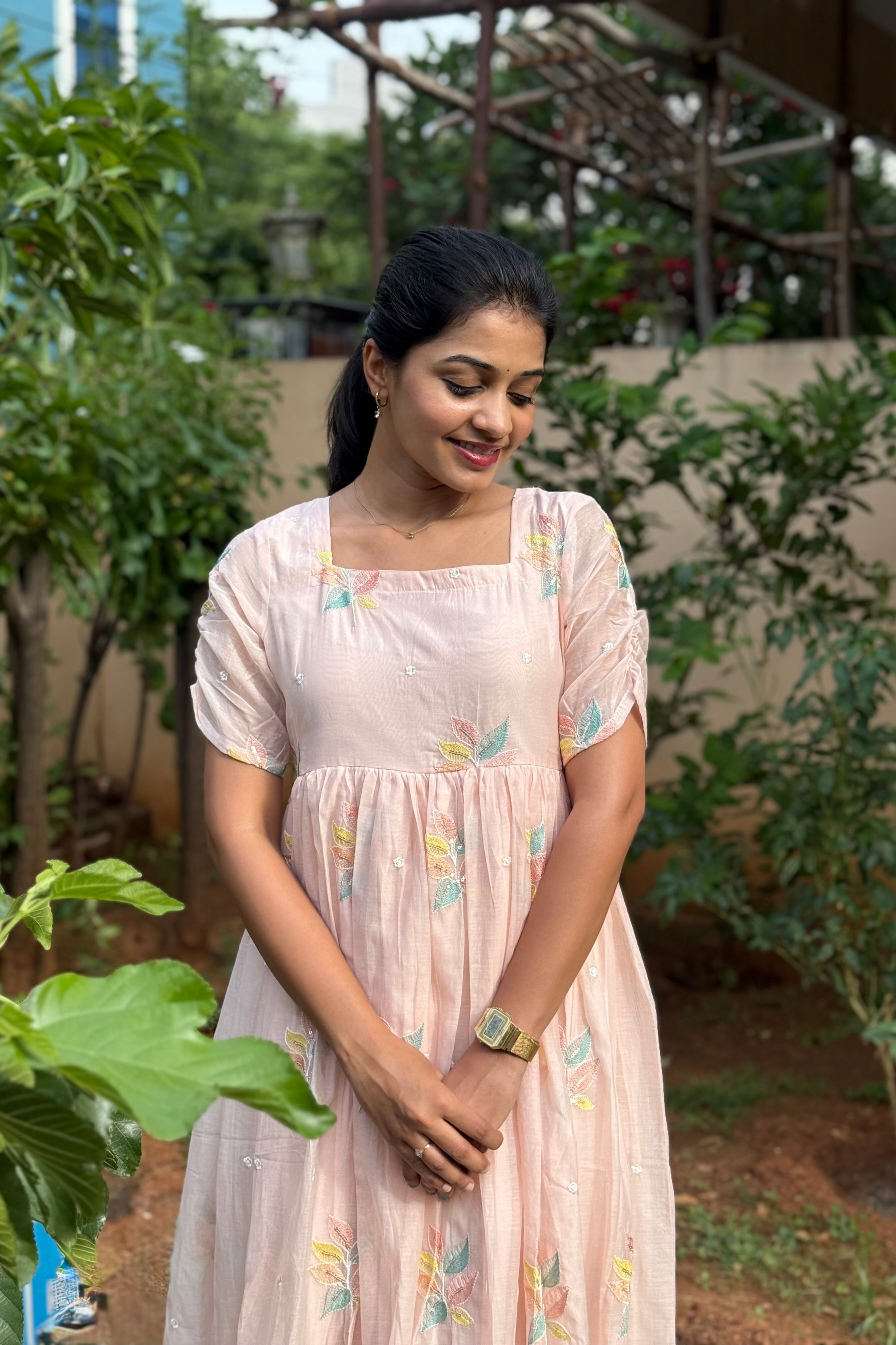 Pink Mul Chanderi Maxi