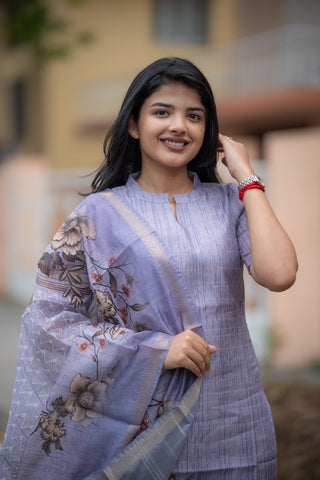 Dreamy Flora Semi Tussar 3 Piece Suit