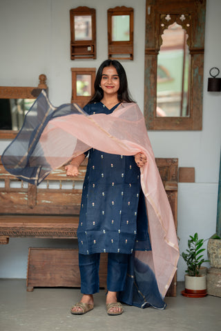 Indigo blush Linen 3 Piece Suit