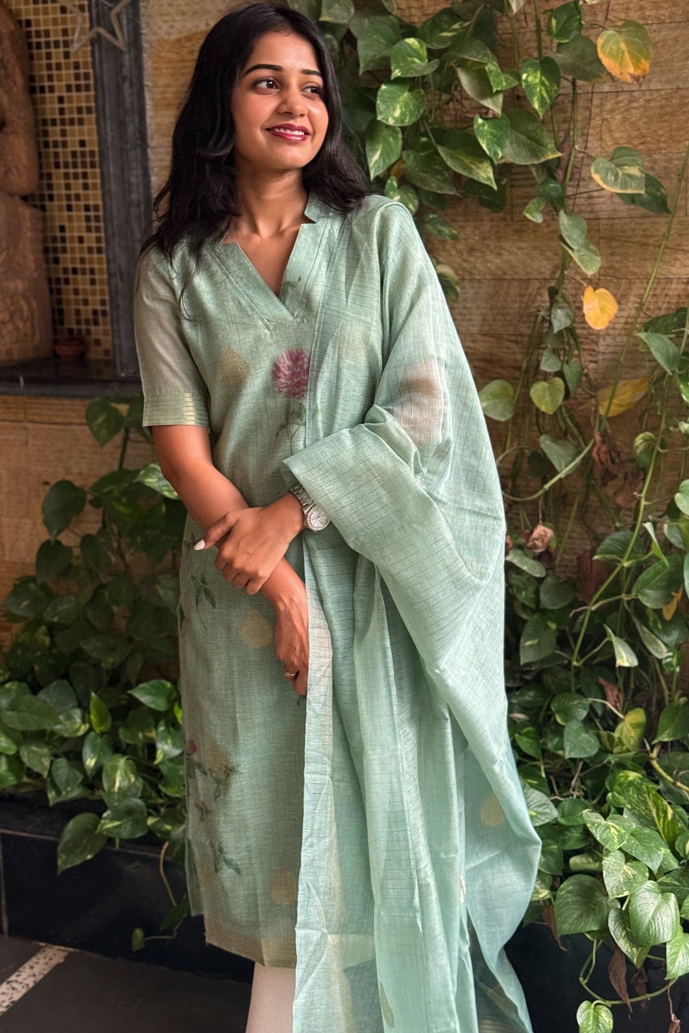 Tissue silk kurti and dupatta