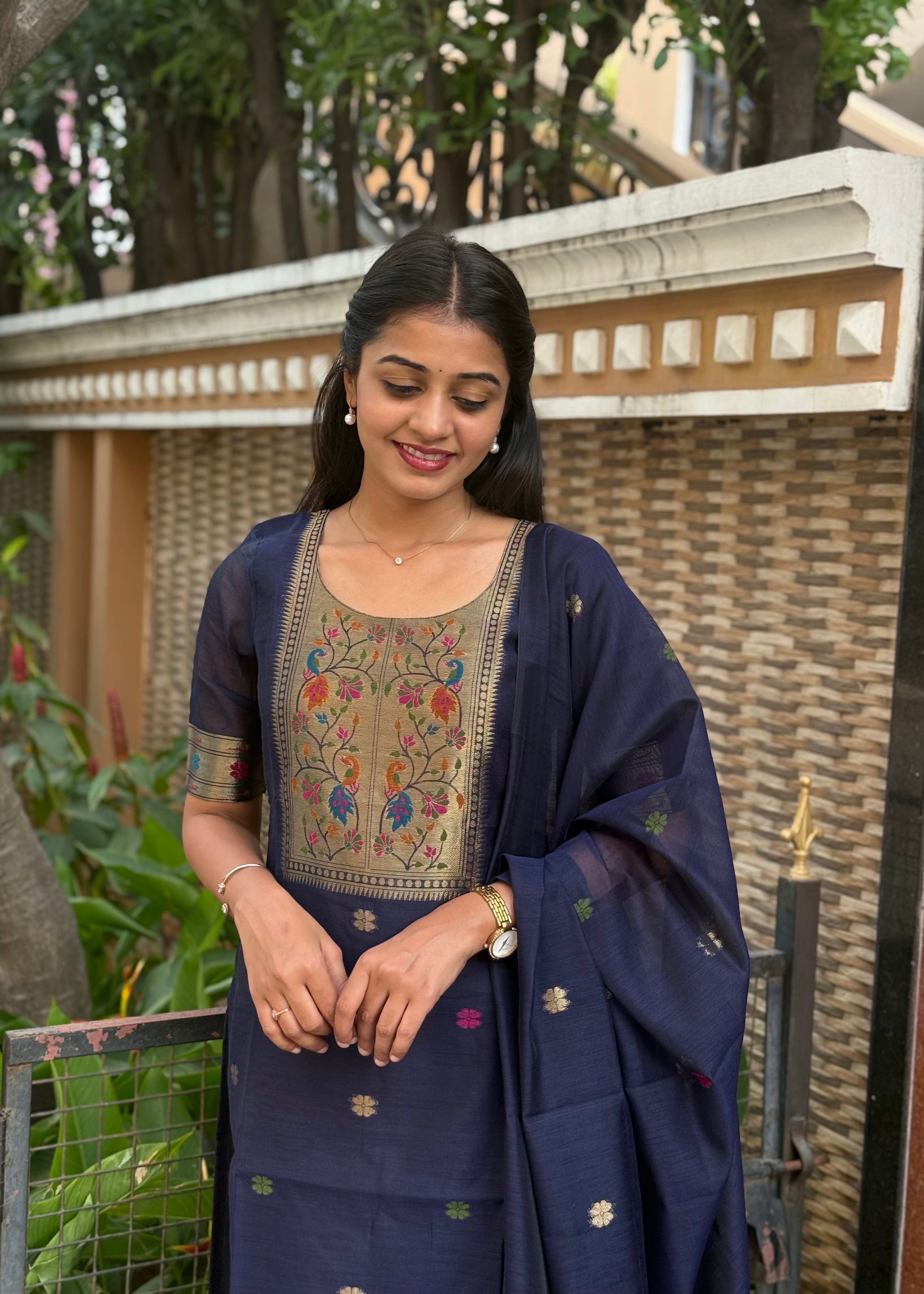 Moonflower jamdhani kurti and dupatta