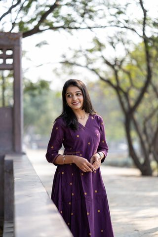 Wine Inked Aline handloom kurta set