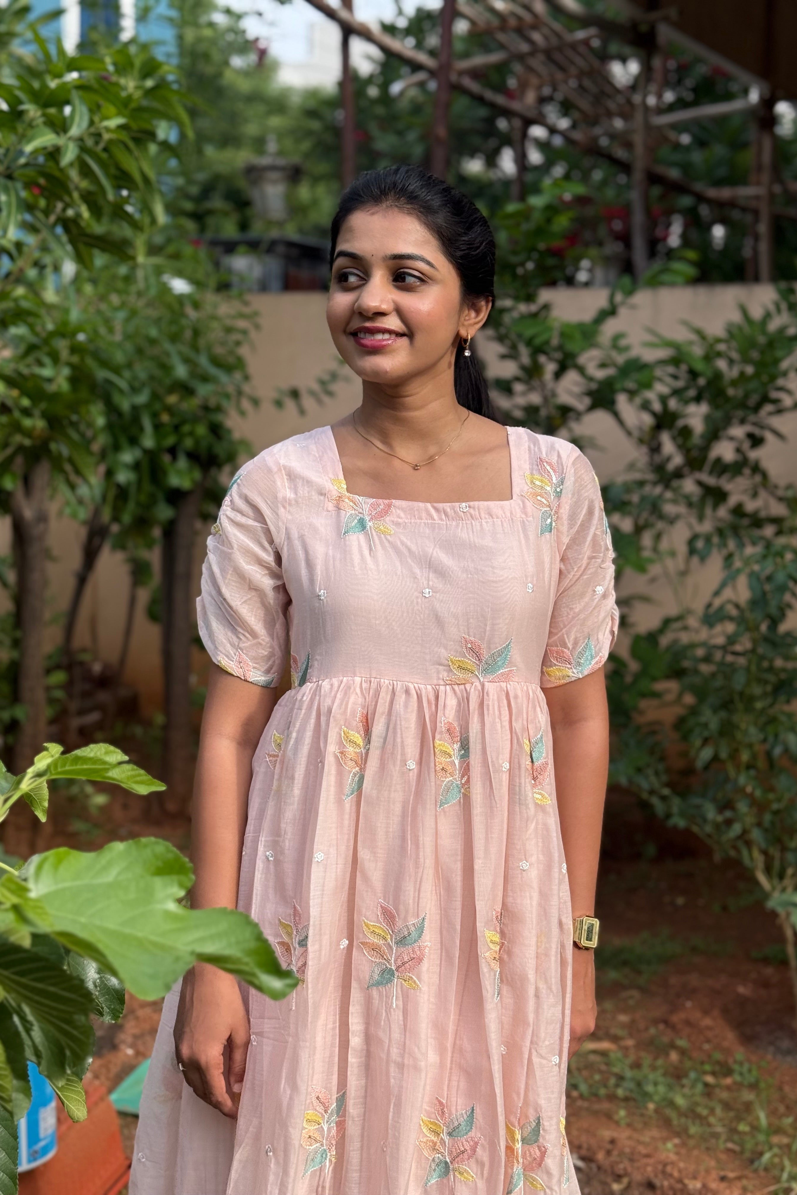 Pink Mul Chanderi Maxi