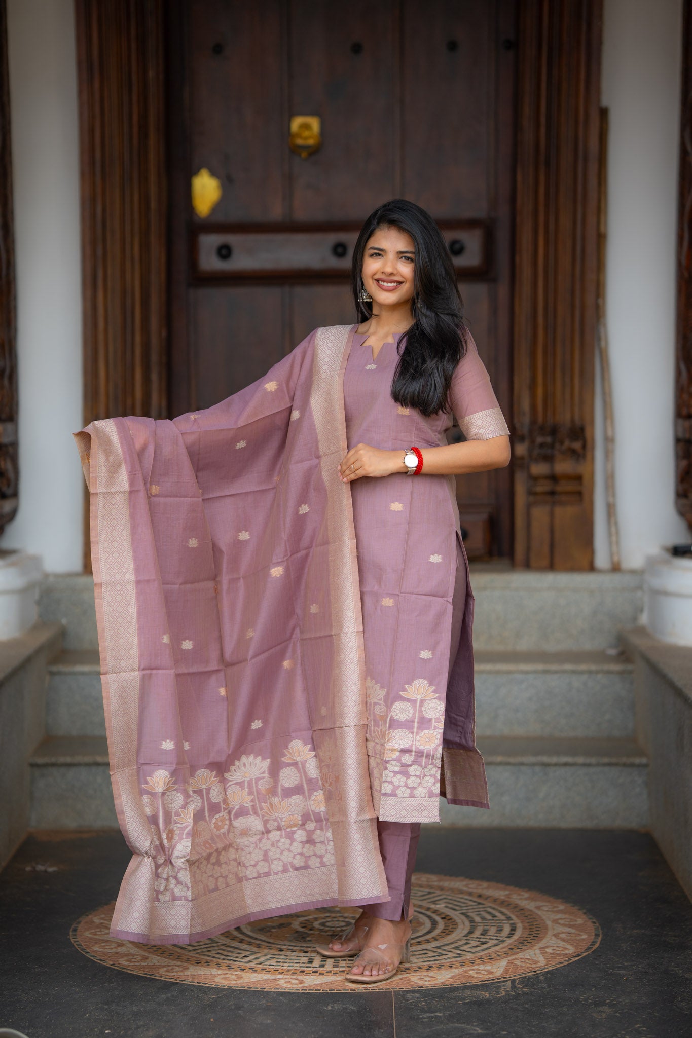 Rosewood Elegance jamdhani 3 piece suit