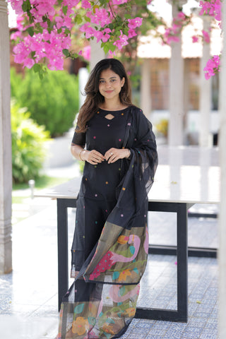 Black tissue silk 3 piece suit