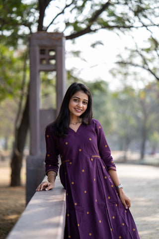 Wine Inked Aline handloom kurta set