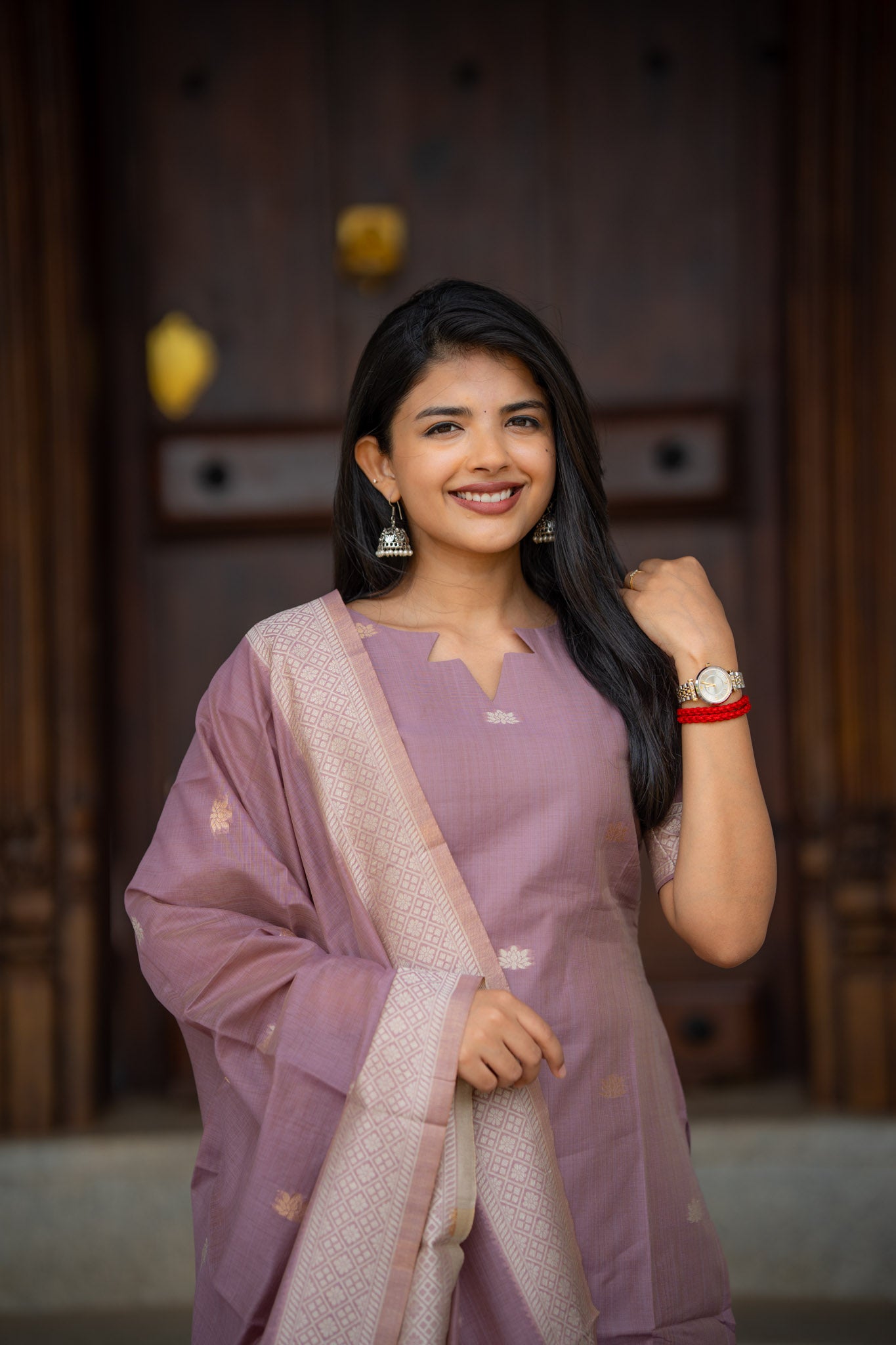 Rosewood Elegance jamdhani 3 piece suit