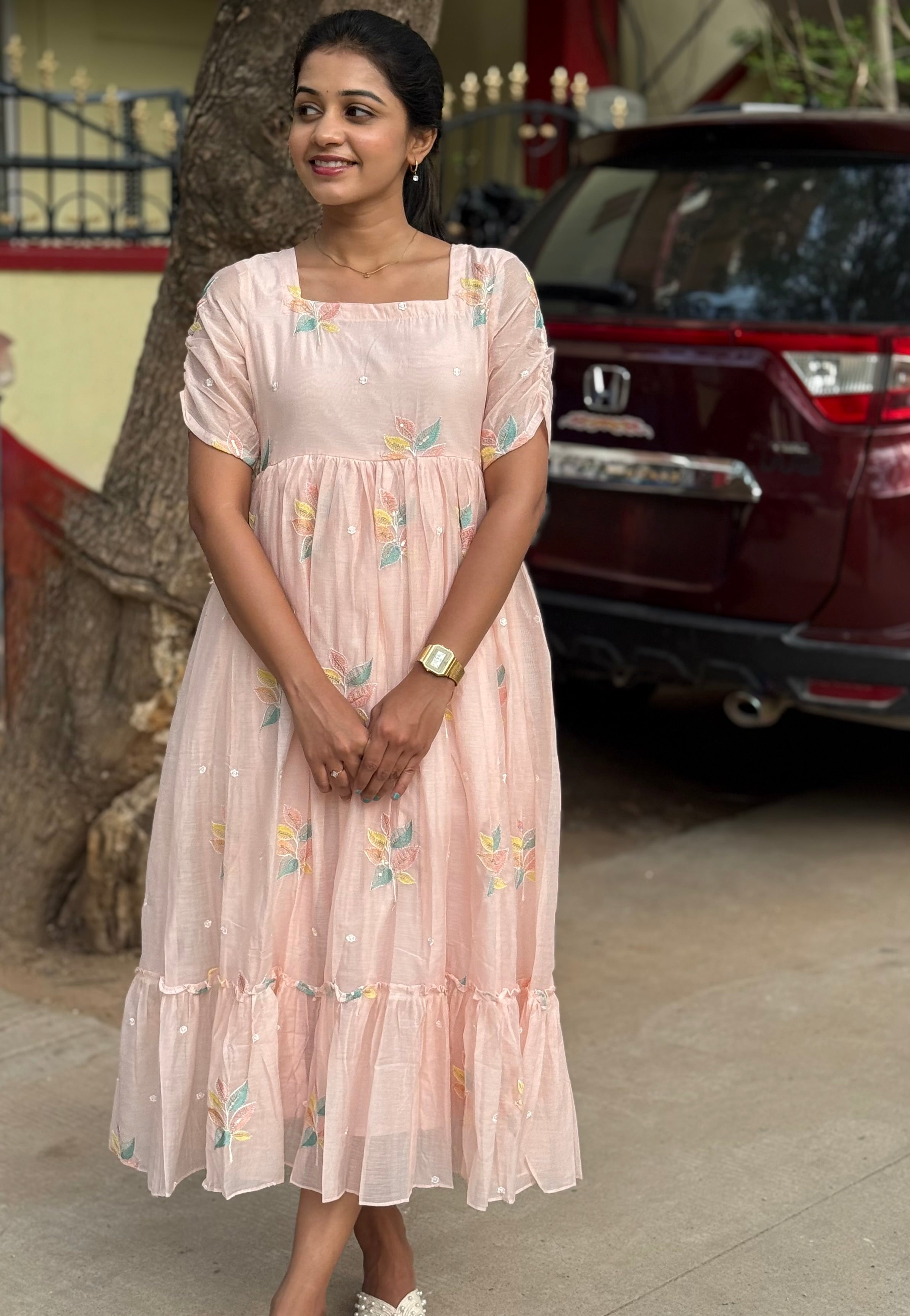 Pink Mul Chanderi Maxi