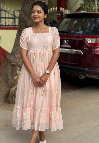 Pink Mul Chanderi Maxi