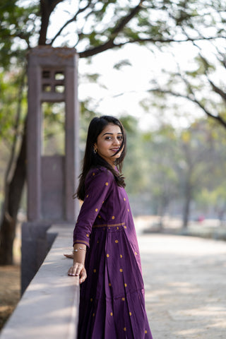 Wine Inked Aline handloom kurta set