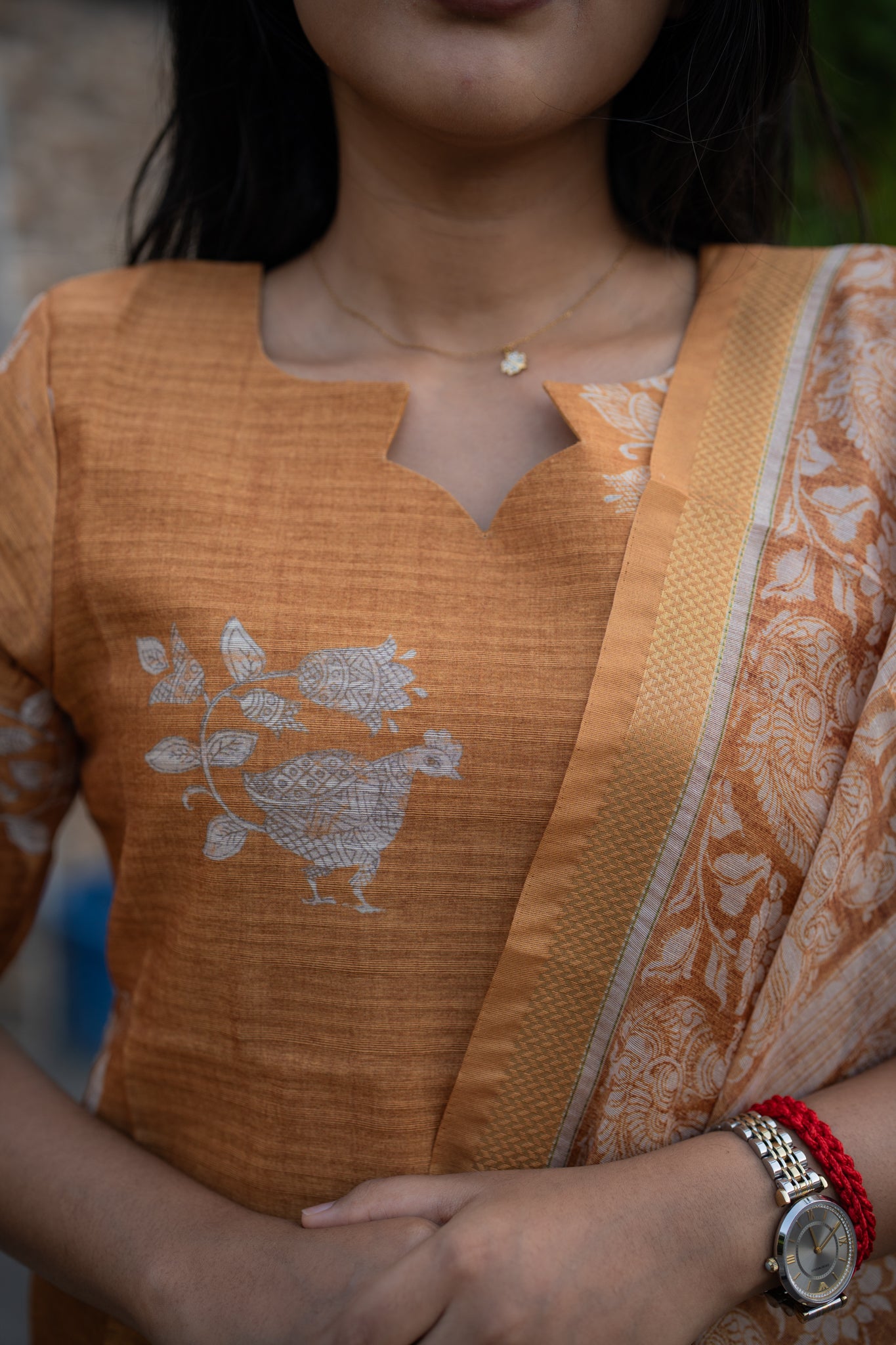 Apricot bloom Munga silk 3 Piece Suit