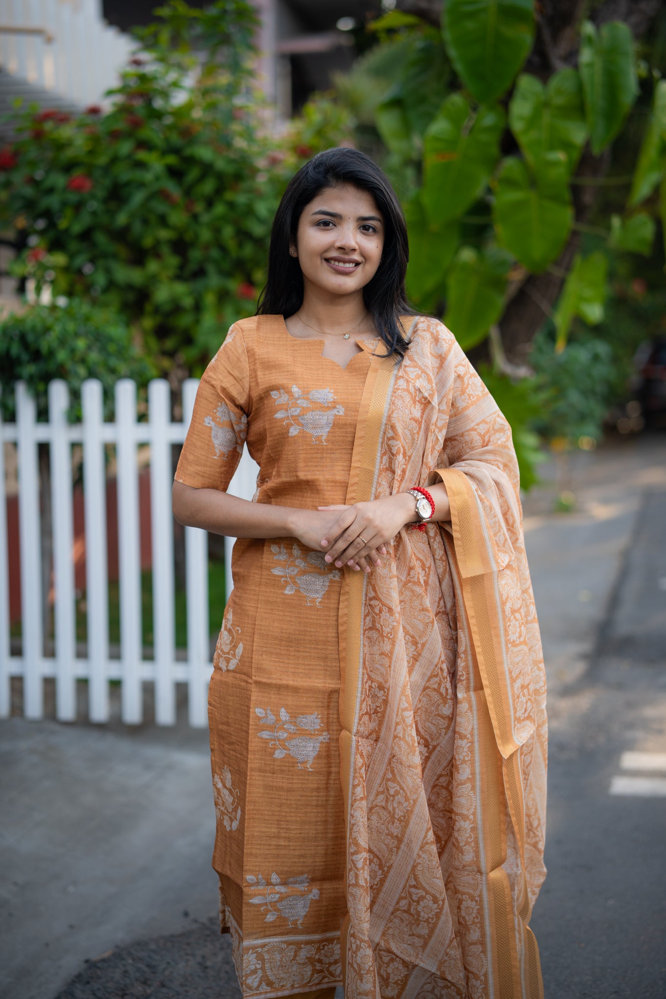 Apricot bloom Munga silk 3 Piece Suit