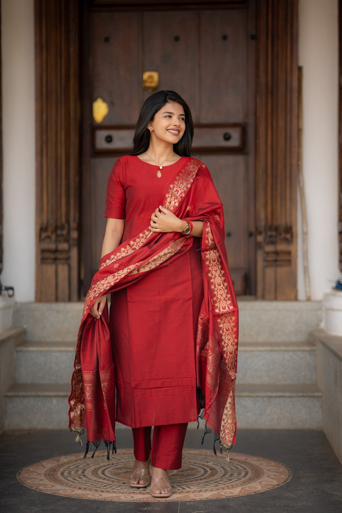 Scarlet Charm Rawsilk 3 pc suit