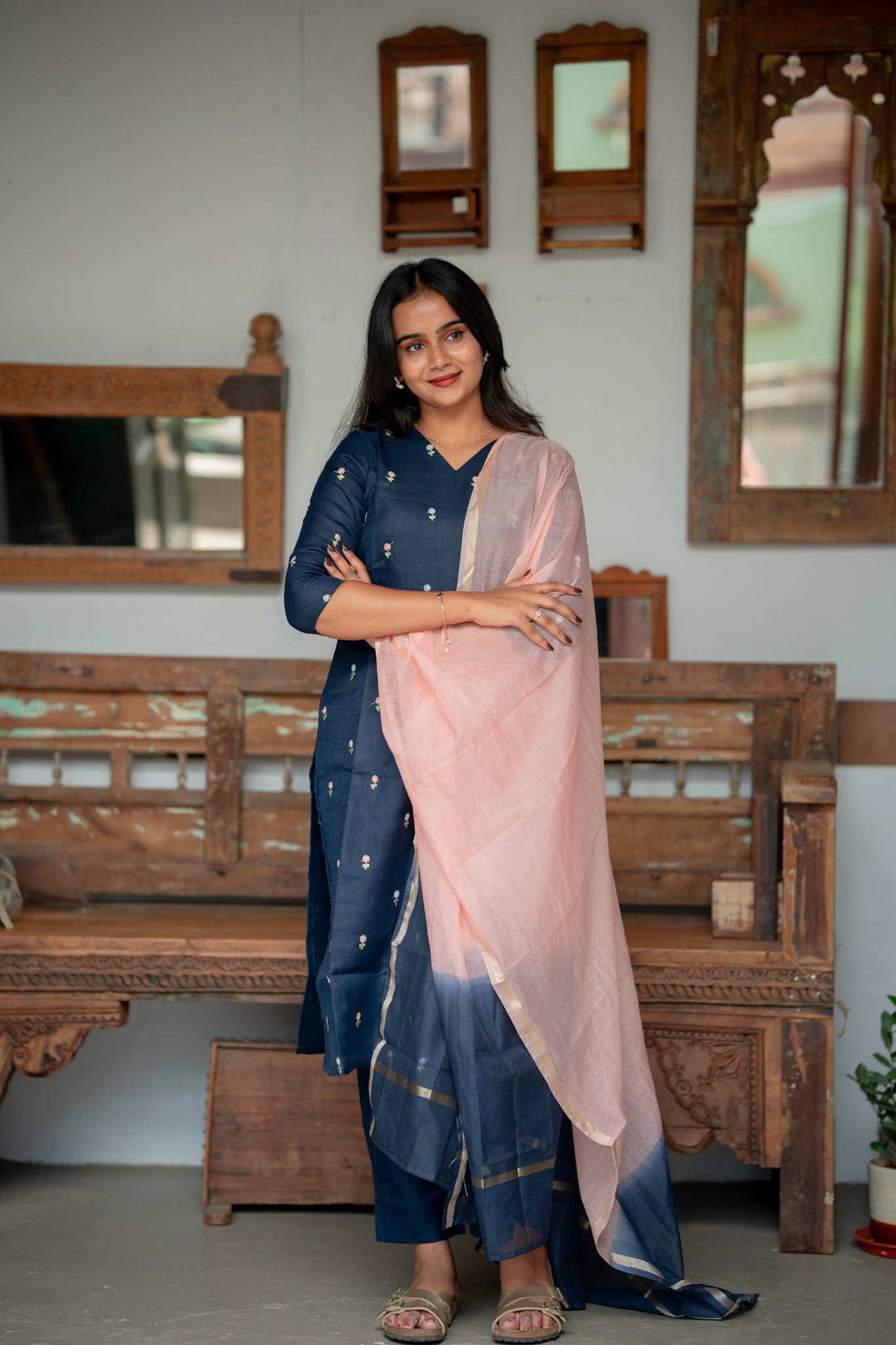 Indigo blush Linen 3 Piece Suit