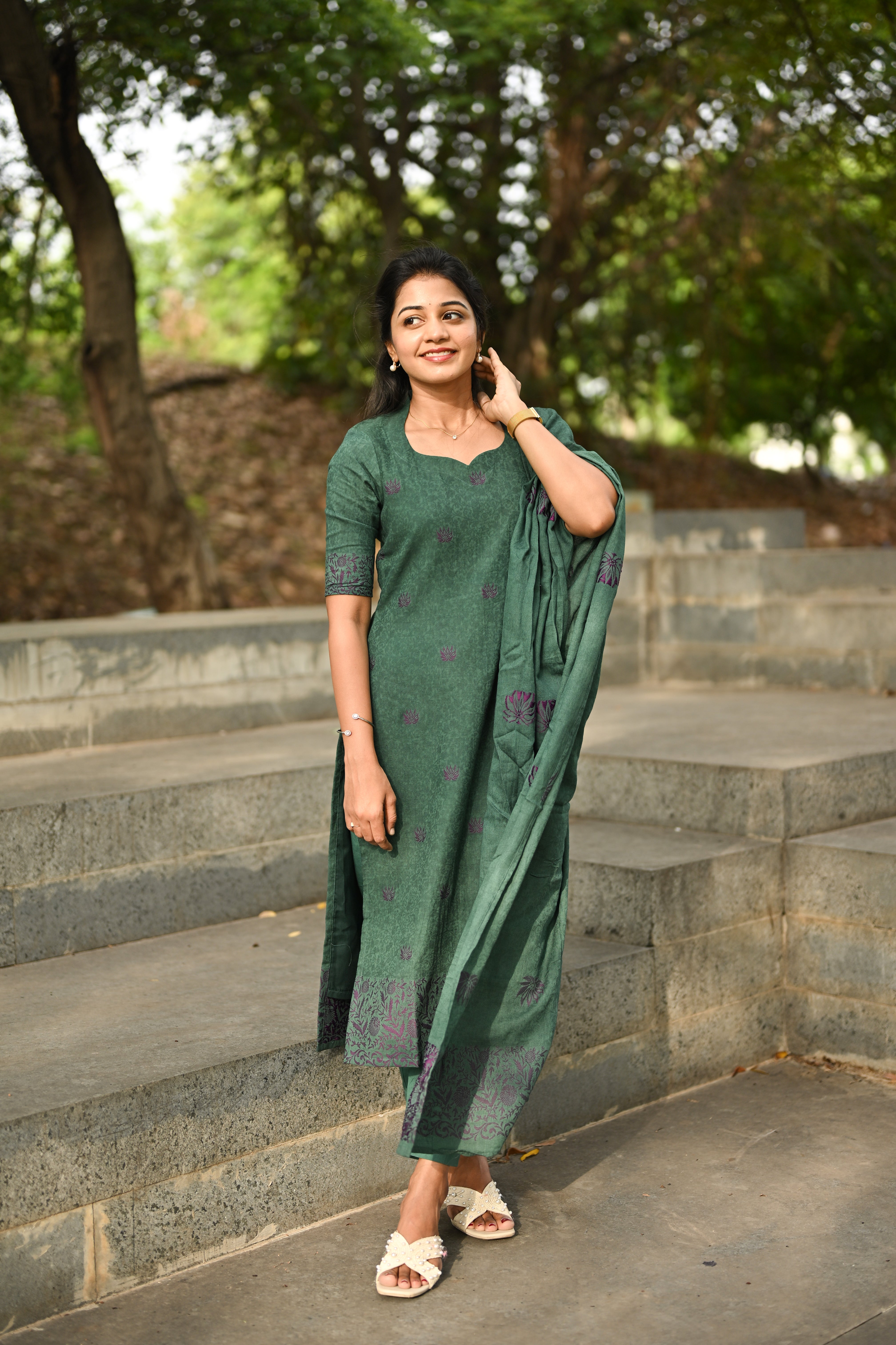 Forest Bloom Cotton 3 Piece suit