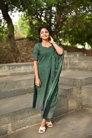 Forest Bloom Cotton 3 Piece suit