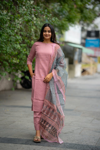 Pink Linen 3 Piece Suit