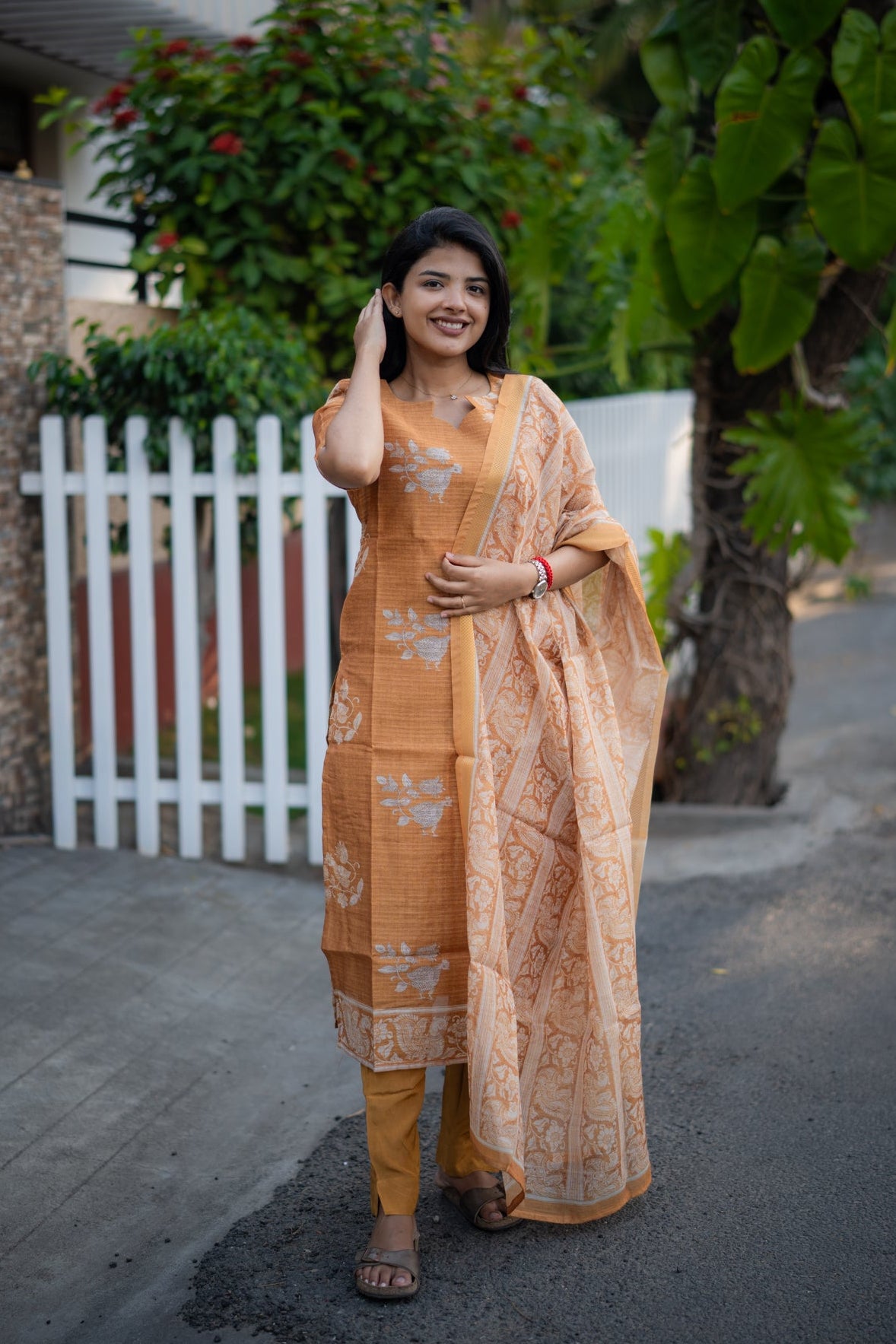 Apricot bloom Munga silk 3 Piece Suit