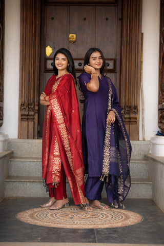 Violet Dusk Rawsilk 3 pc suit