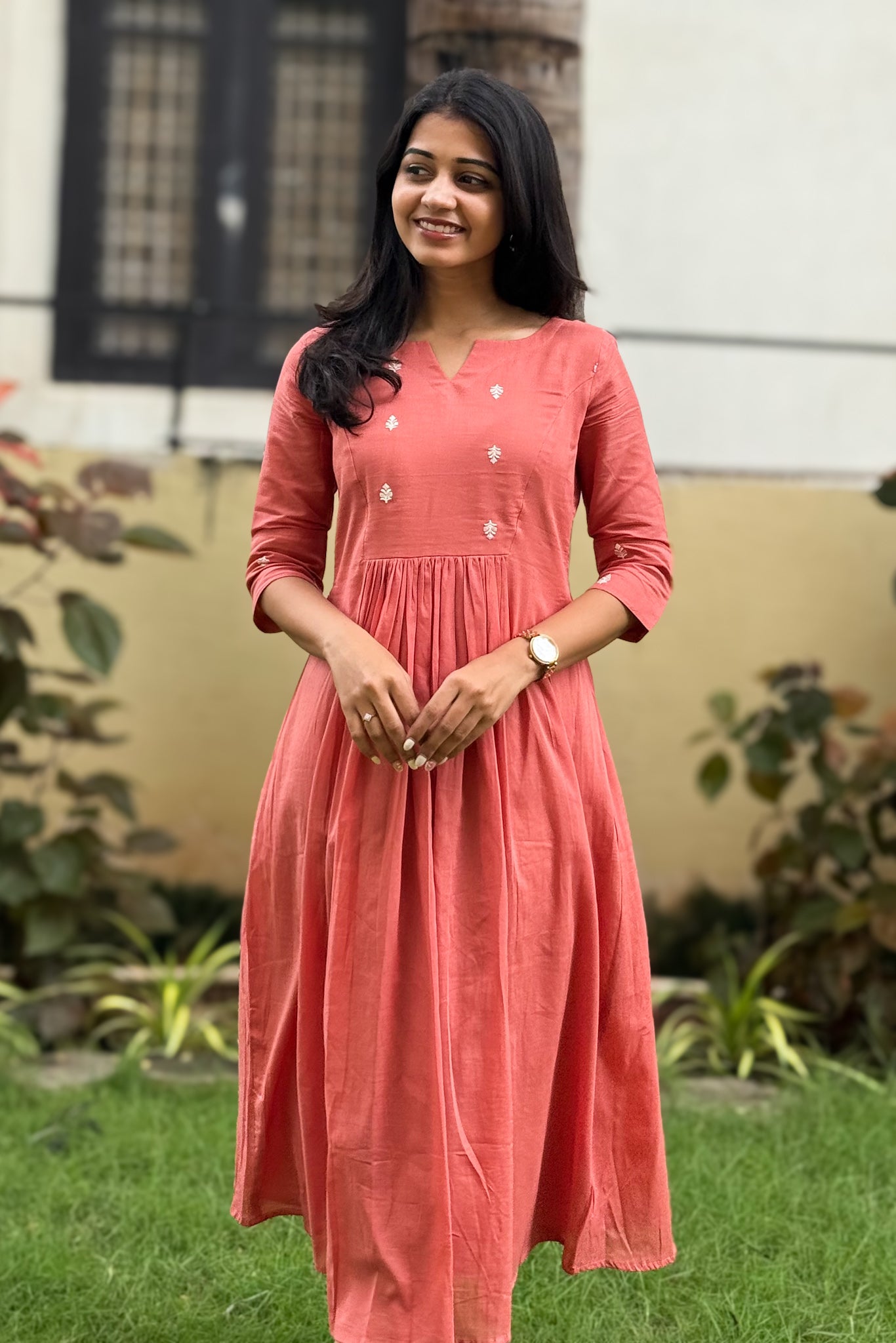 Muted Coral A line maxi