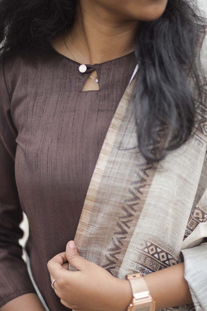 Raw silk kurti with dupatta