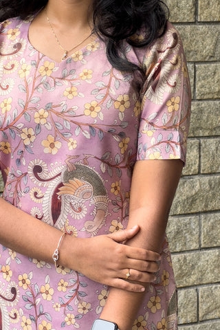 Pastel Pink Tissue silk kurti