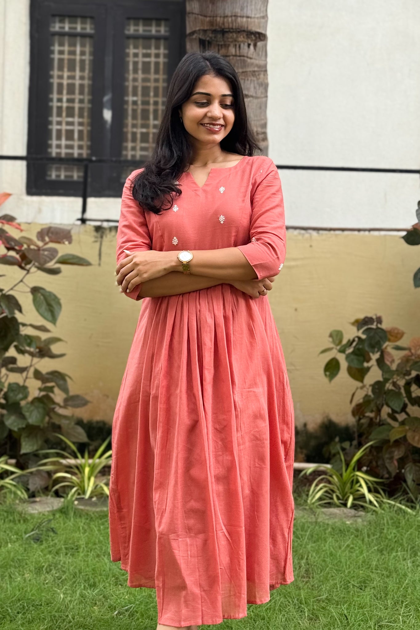 Muted Coral A line maxi